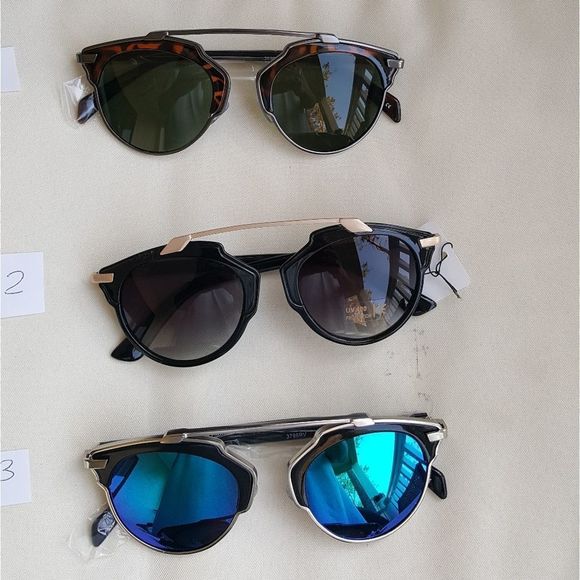 WOMAN CAT EYE FASHION MIRROR SUNGLASSES - Picture 2 of 2